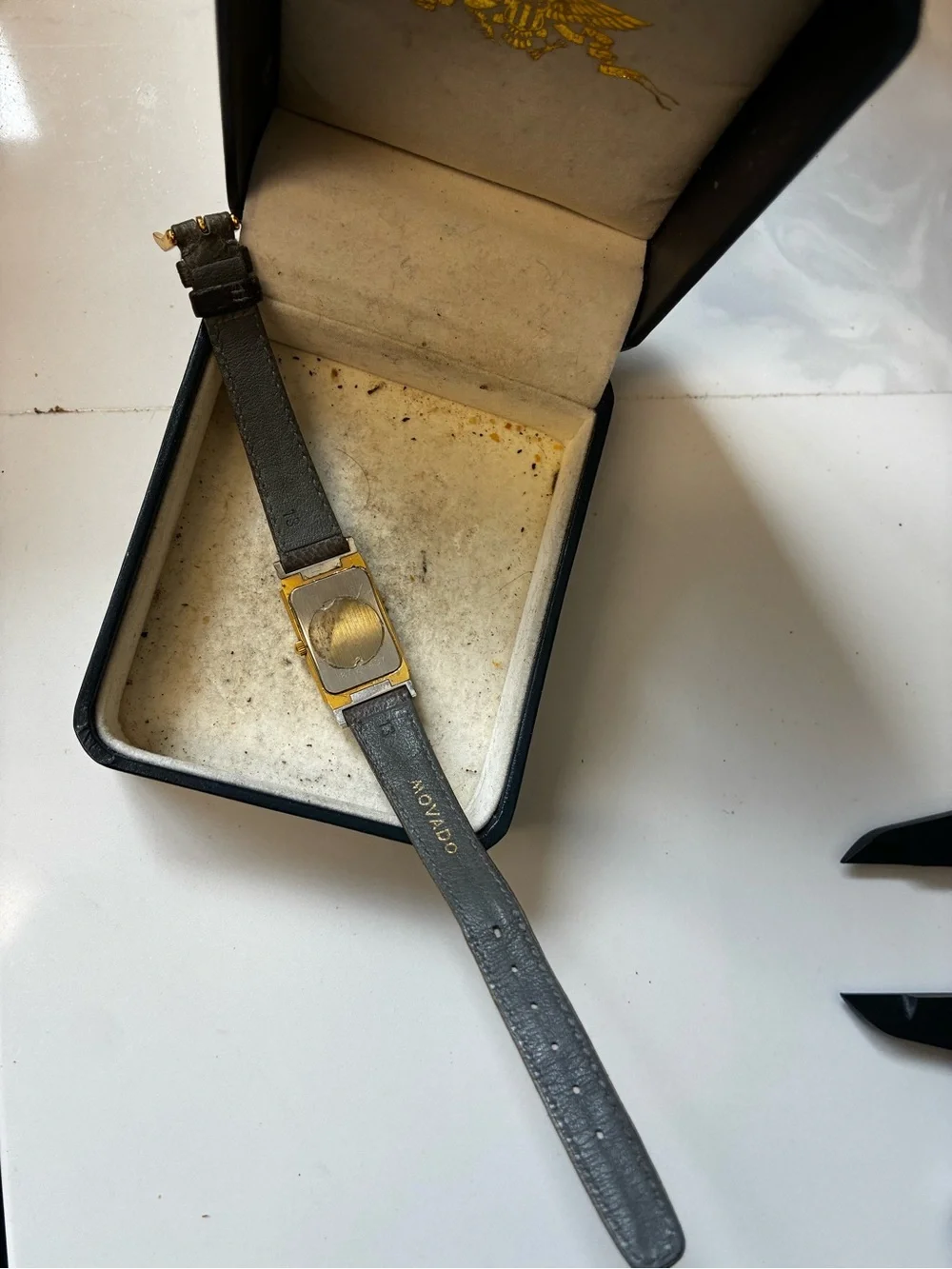Vintage Movado 18mm Rectangular Ladies Watch 87-24-437 New Battery